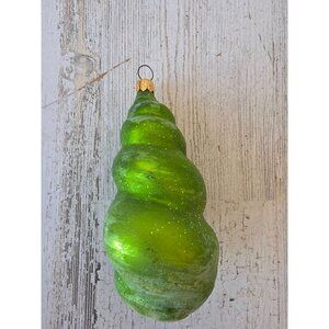 Radko‎ green sea swirl seashell glitter ornament Xmas tropical Hawaiian tree